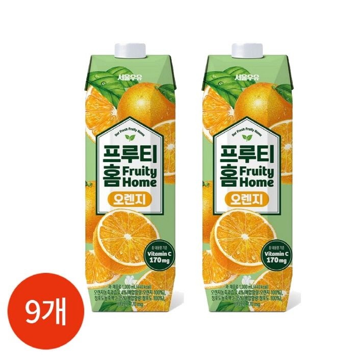 (서울우유) 프루티 홈 오렌지 1000mLx9개