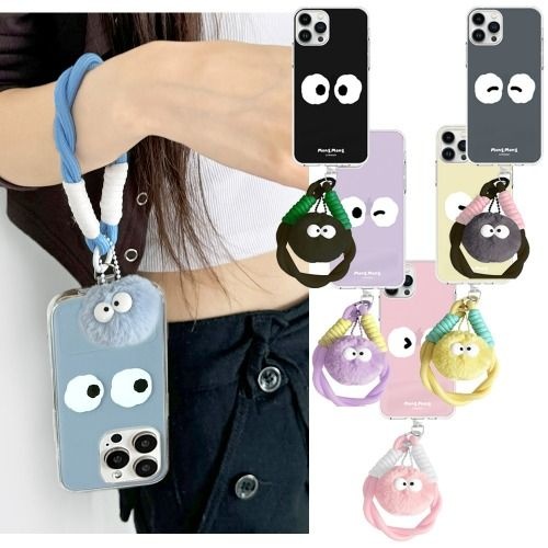 (주)트라이코지 갤럭시 퀀텀4 A34 A24 A53 A33 A23 A13 케이스 A546-먼지몽 페이스 로프 스트랩 투명 젤리 케이스/기종선택