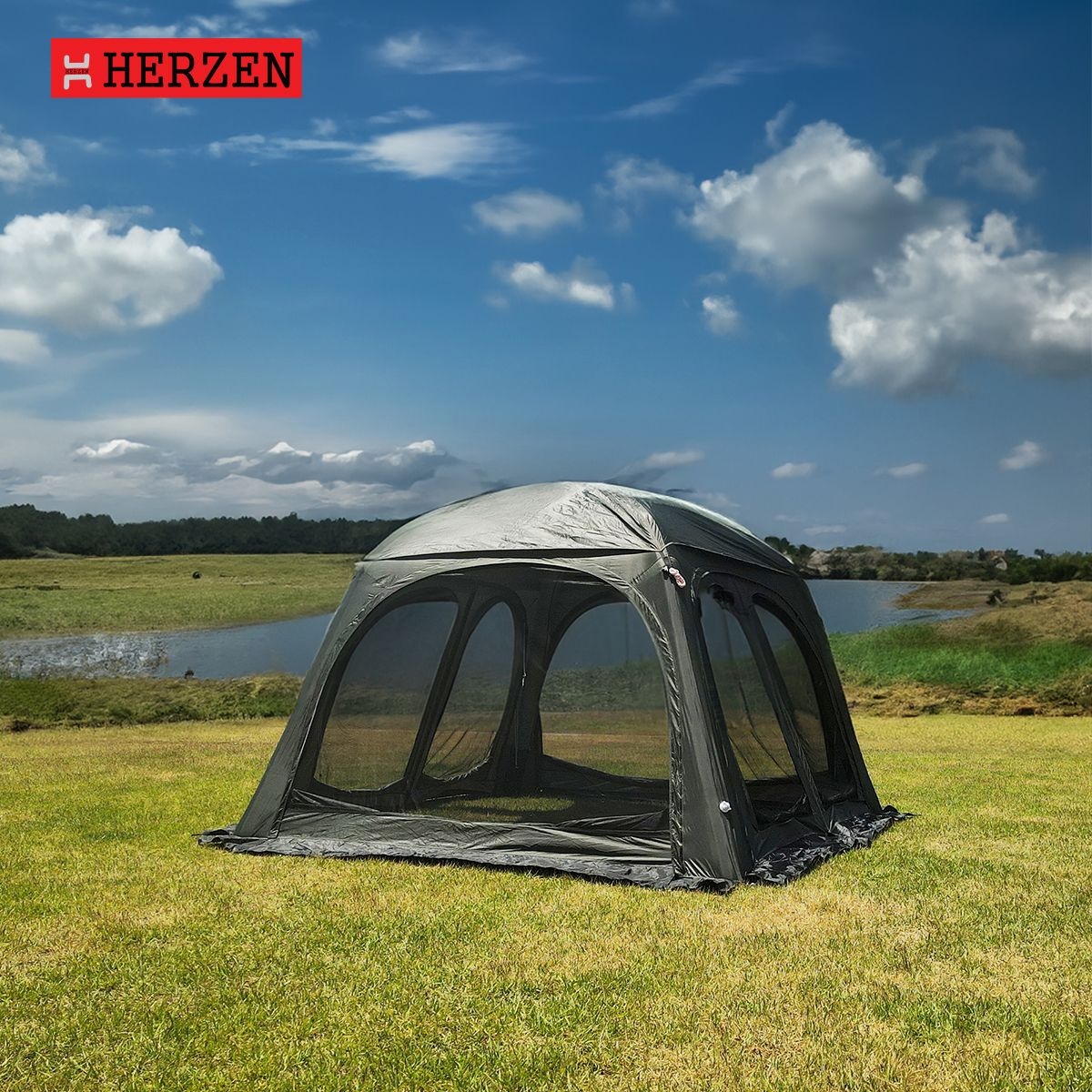 에르젠 340 에어돔 쉘터  / 1분 설치 4면 출입문 탈착 라운지쉘터 옵션 호환 에어텐트