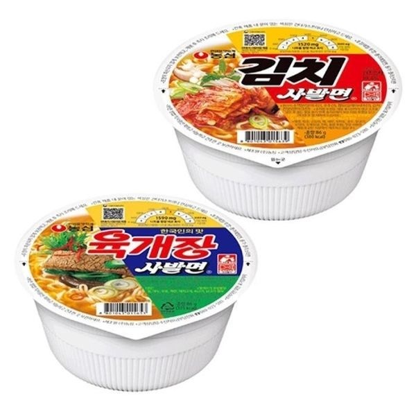 농심 육개장사발면12개+김치사발면12개 86g 24개