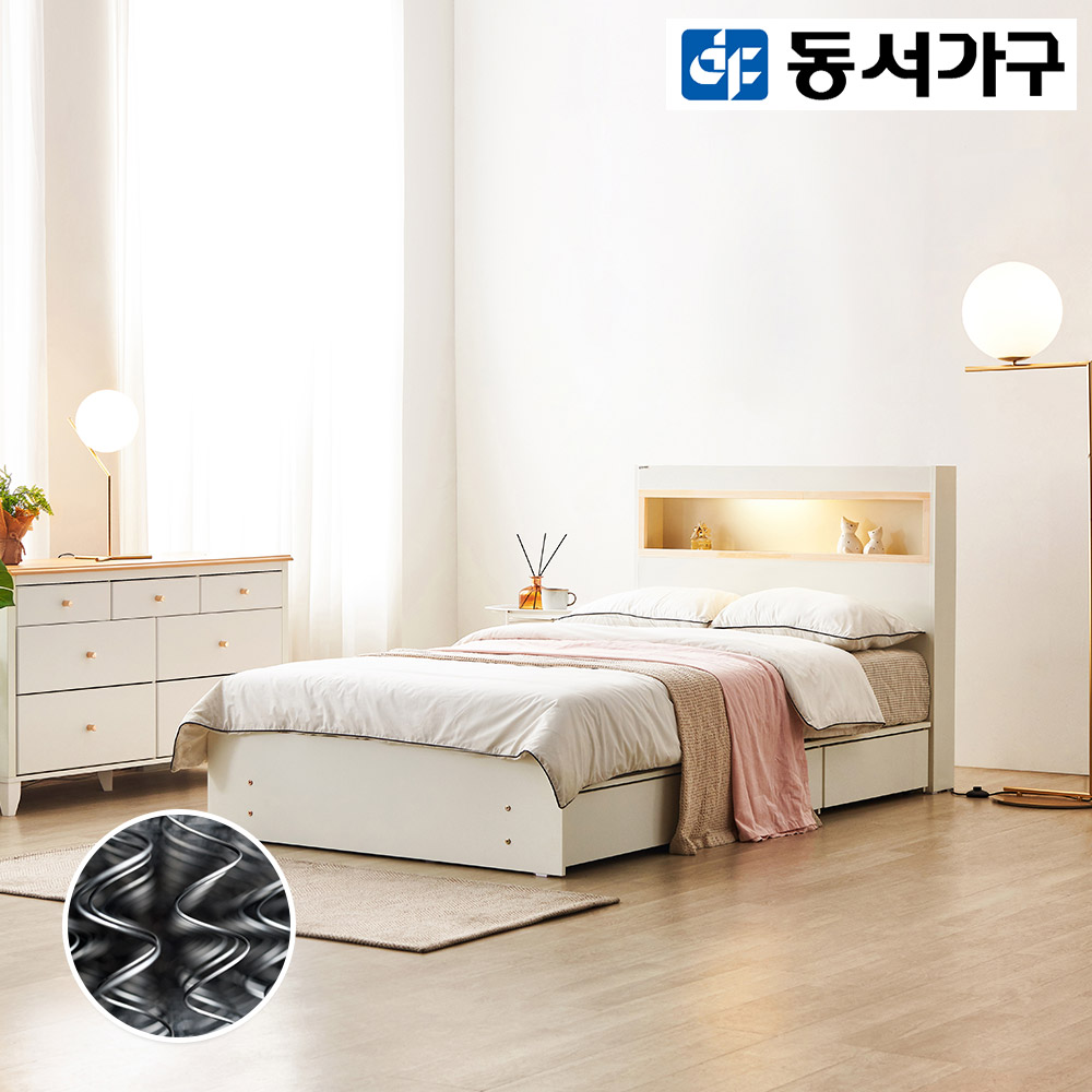 동서가구 이즈 카이 LED 편백 수납 SS침대+본넬매트리스 DF921957