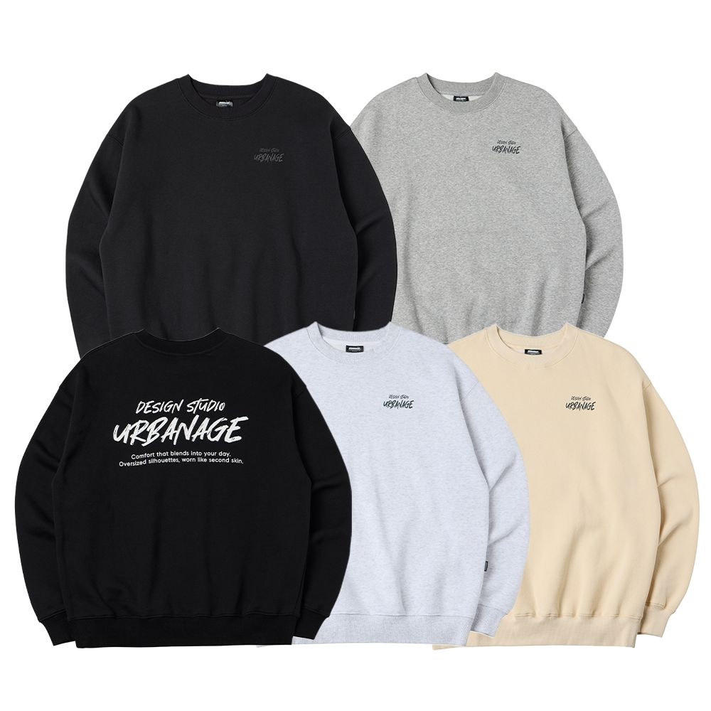 ㈜엘엔케이코퍼레이션 어반에이지 [2PACK] DESIGN STUDIO 로고 오버핏 맨투맨_5color