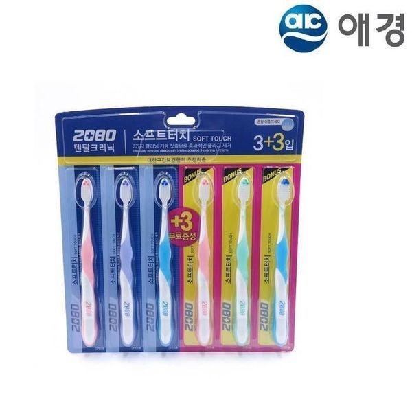 [하프클럽]2080 소프트터치 칫솔 6개입 이중미세모
