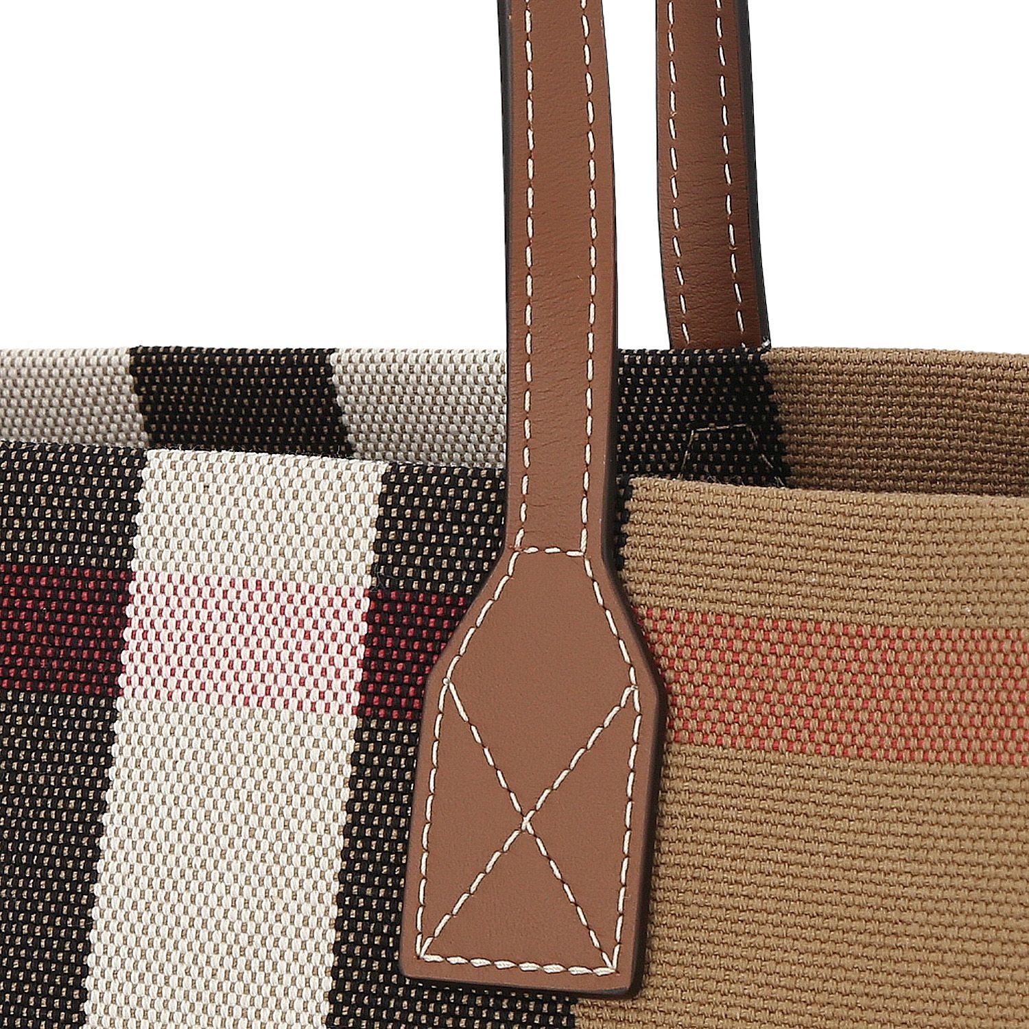 런던 체크 캔버스 미디움 토트백(베이지) 8084047