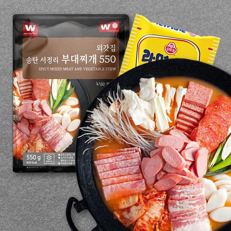 외갓집 [외갓집] 햄가득 송탄 서정리 부대찌개 550g x 7팩 (라면사리 4개 포함)