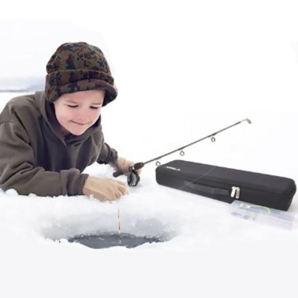 얼음 낚시대 세트 휴대용 송어 빙어 겨울 낚시용 미니