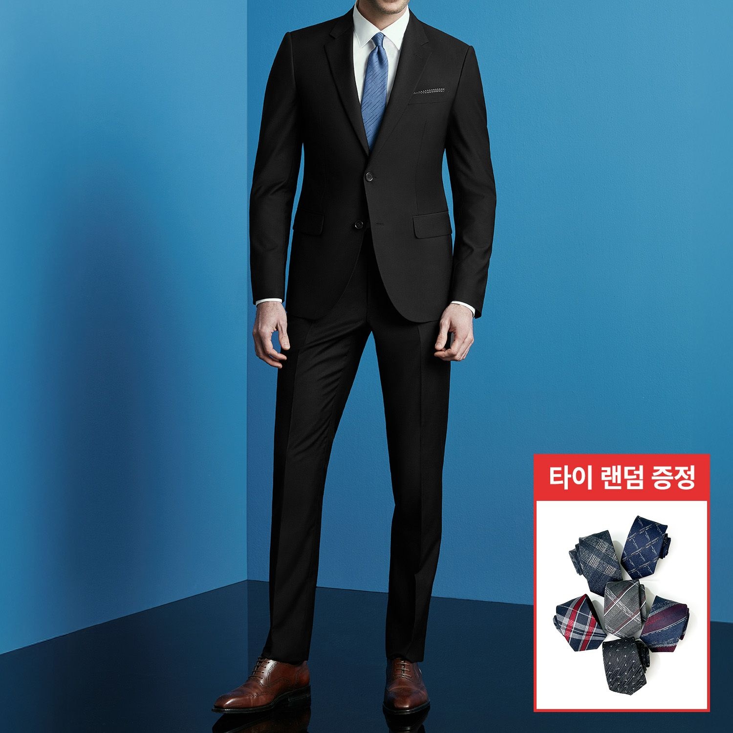 [맨잇슈트]블랙 울100 솔리드 수트 면접 경조사 포멀핏 기본 정장 (333) + 타이증정 : 롯데ON