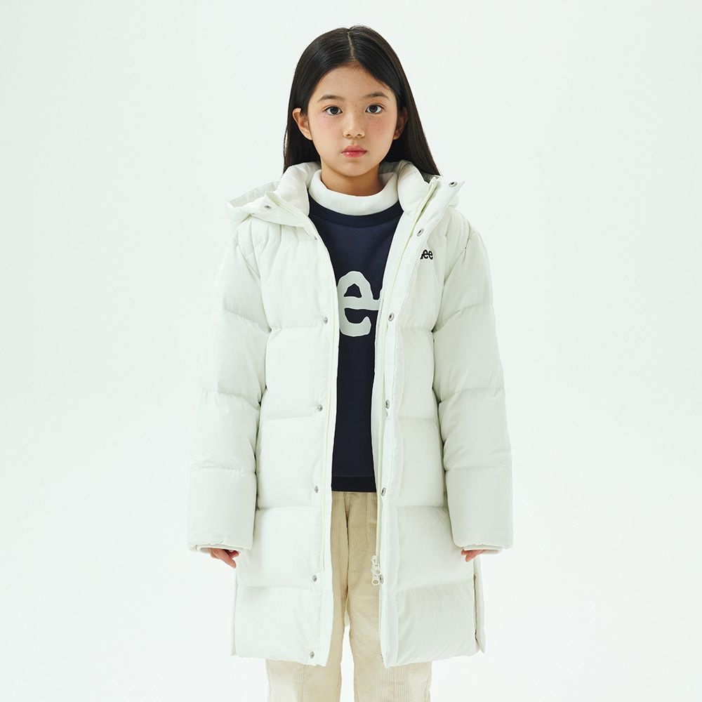 LEE 키즈 트위치 로고 레귤러핏 롱 덕다운 점퍼 아이보리 LK2404DP03IV