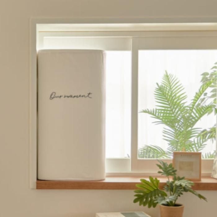 베베데코 창문형 에어컨커버 스판 삼성형 아이보리