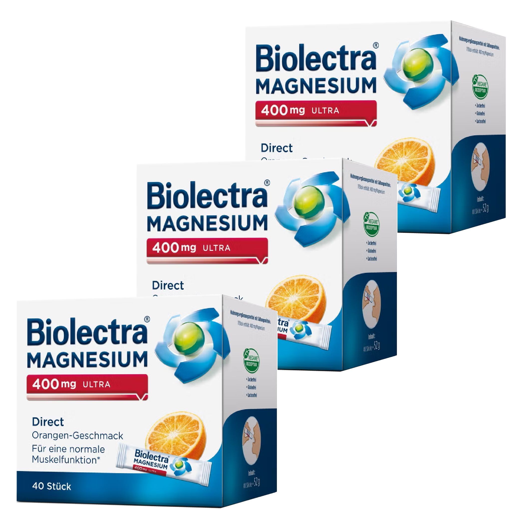 [해외] 헤어메스 바이오렉트라 Biolectra  마그네슘 400mg 40스틱 x 3박스 비건 무설탕 물없이 섭취가능