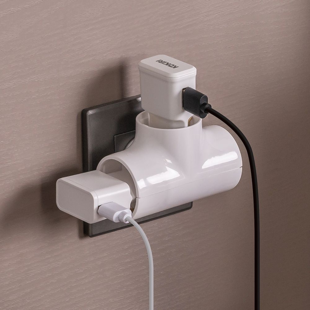 플라이토 국산 선없는 T자형 3구 멀티탭 어댑터 콘센트