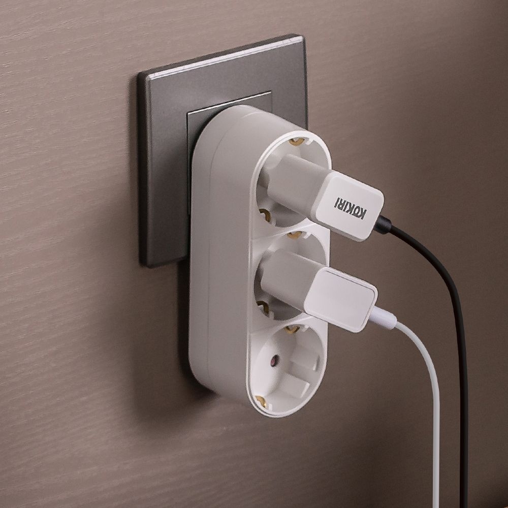 플라이토 국산 선없는 일자형 3구 멀티탭 어댑터 콘센트