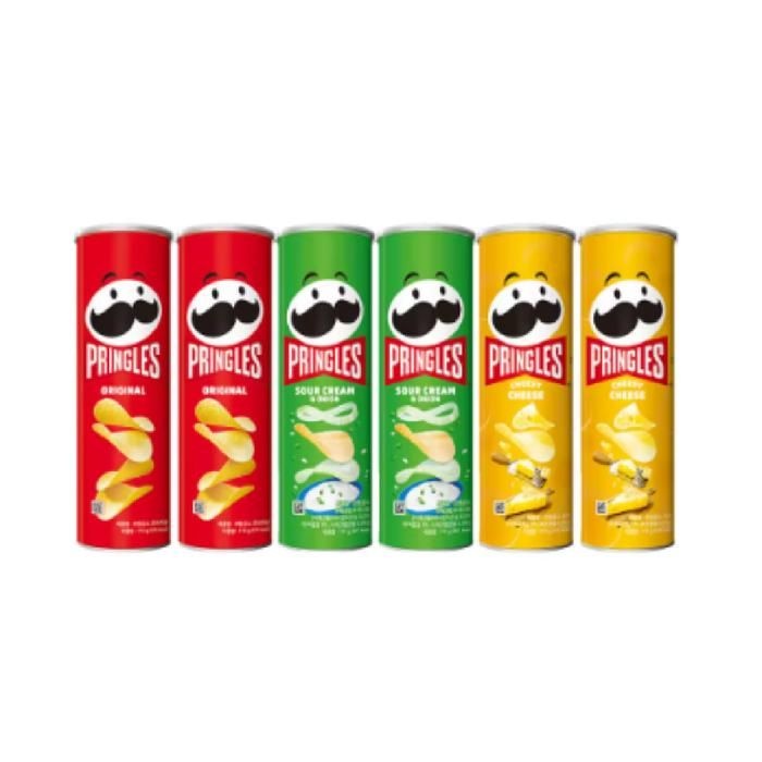 켈로그 감자칩 프링글스 110g 6개 버라이어티팩(오리지날2,양파2,치즈2) 어린이간식