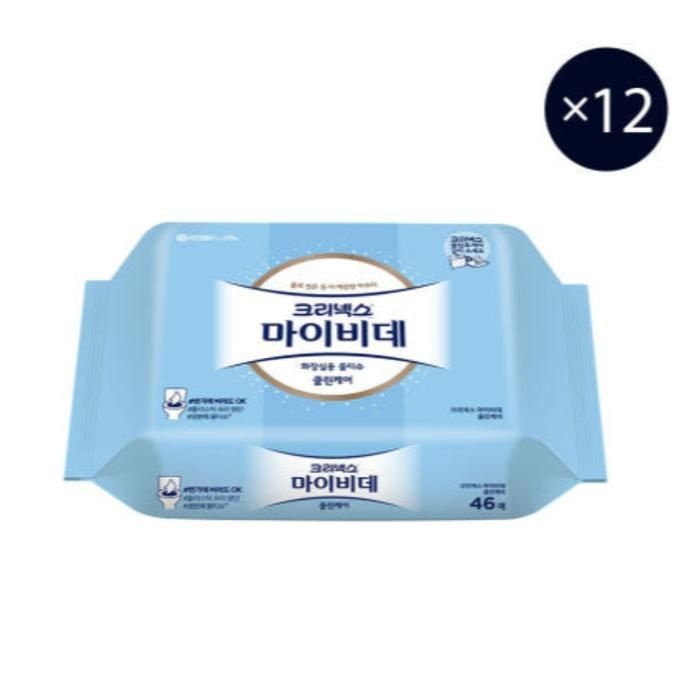 크리넥스 마이비데 클린케어 리필형 화장실 46매 12팩