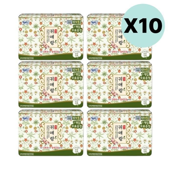 엘지유니참 쏘피 생리대 귀애랑 한방성분 안심날개 대형 18pX60팩