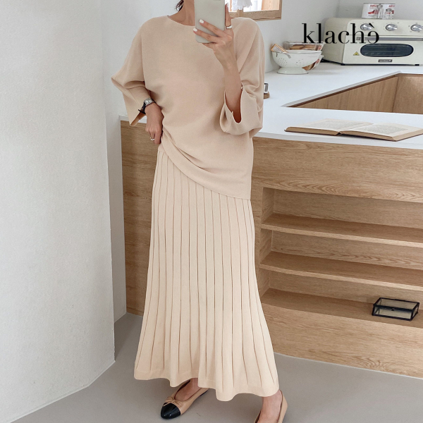 [클라셰] 무드온스타일니트 스커트SET_B3F0341