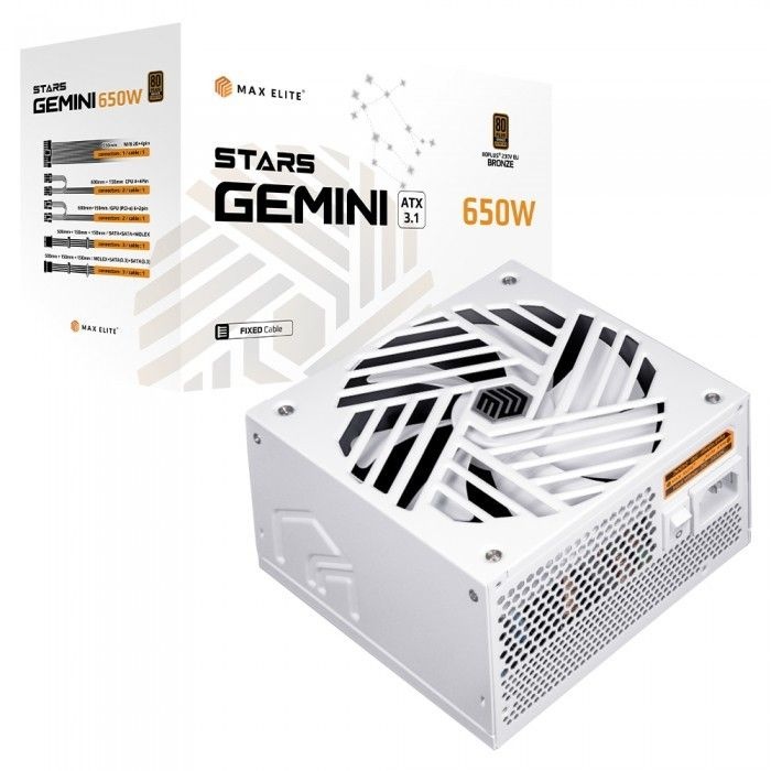 맥스엘리트 STARS GEMINI 650W 80PLUS 브론즈 ATX3.1 파워 화이트