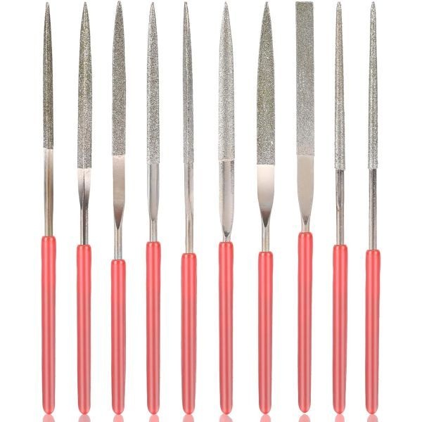 [해외] 칼리오네 10피스 다이아몬드 바늘 파일 세트, 모델 미니 금속 세트 수공구, 미니어처 및 파일, 소형 주얼리 스톤