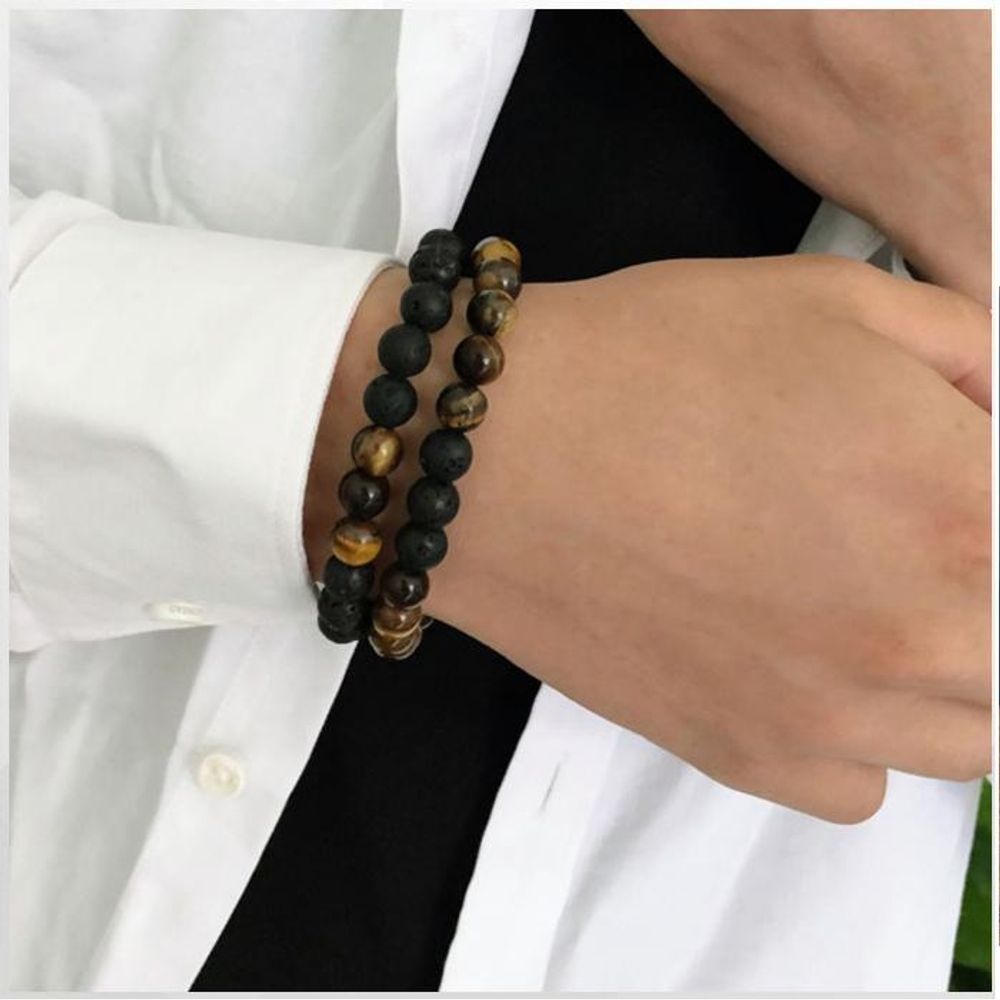 호안석 타이거 팔찌 아이 마노 천연원석 쌍팔찌 커플 공효진팔찌 커플 아이템 친구생일선물 노미네이션팔찌