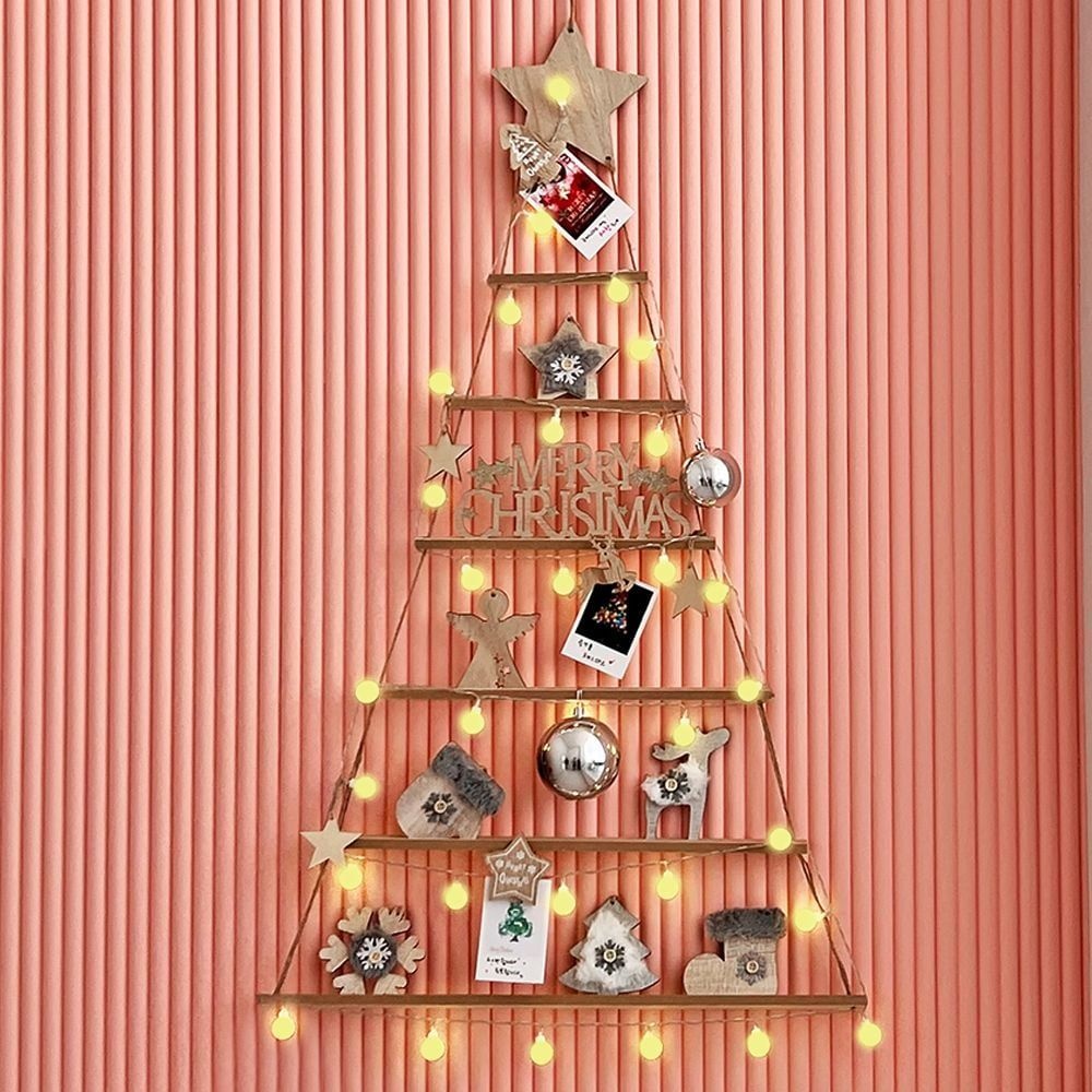 내츄럴 인서트 30P 풀세트 크리스마스 트리 벽트리 크리스마스 장식 미니 벽 웰 앵두전구 트리