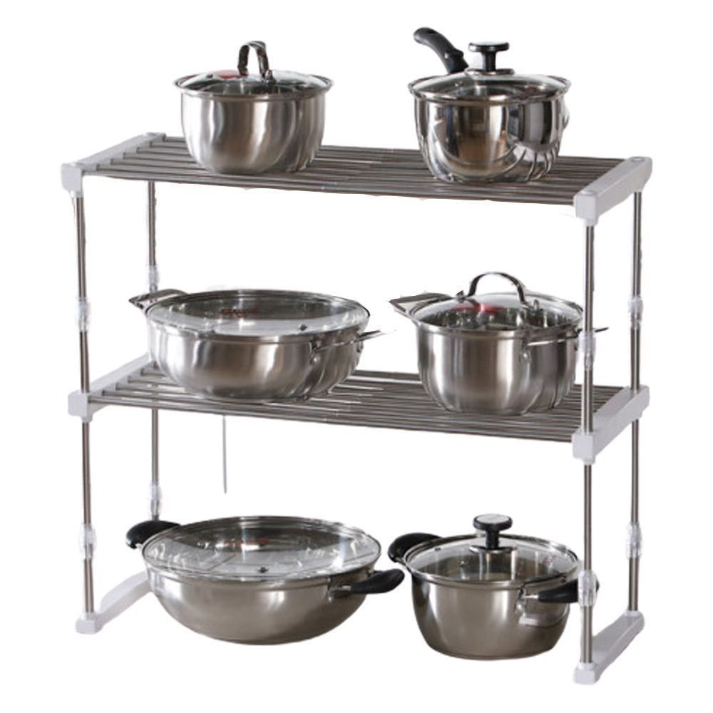 팬트리수납 튼튼한싱크선반 선반 2단 식기건조대 철제 싱크대 선반 스텐 장 주방 수납