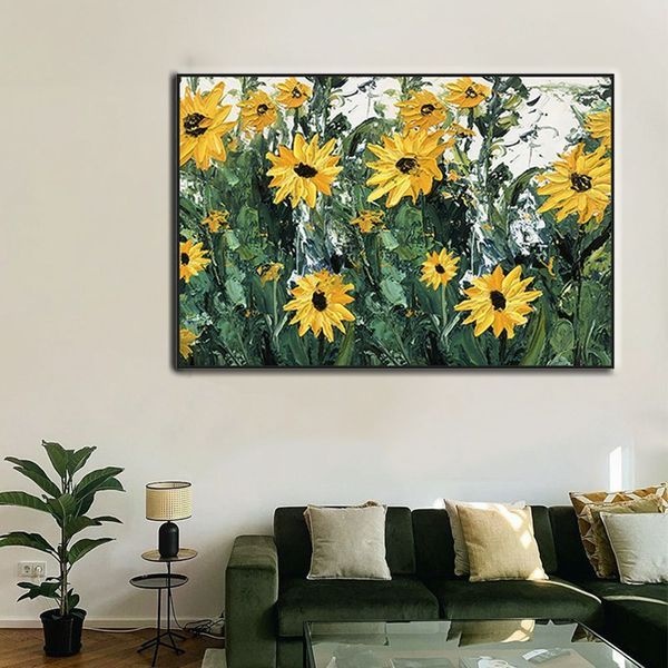 [하프클럽]입체 해바라기 캔버스 70cm 그림액 100cm B 인테리어