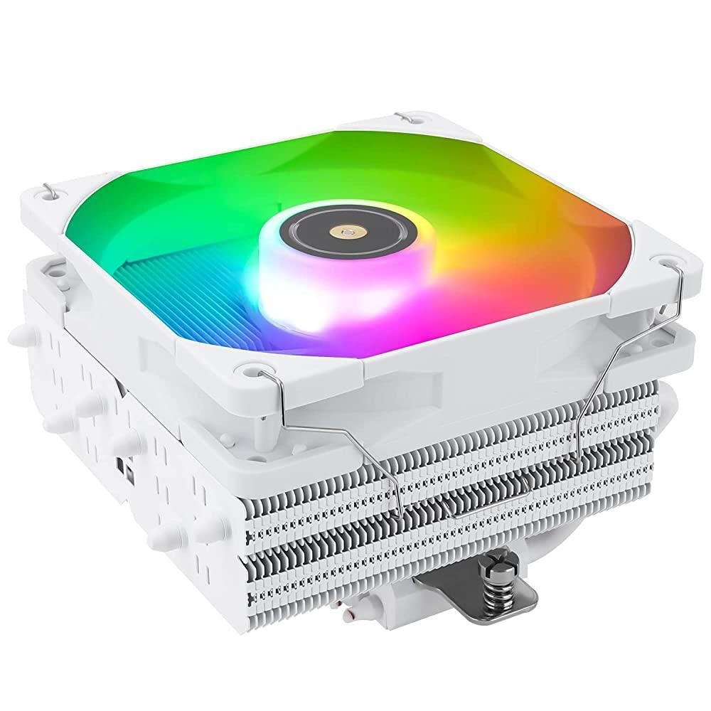 [해외] Thermalright SI-100 화이트 ARGB CPU 에어 쿨러, 6x6mm 히트 파이프, 120mm PWM 저소음 팬 S-FDB V2.0 베어링, AGHP 3.0 기술, AMD AM4 A