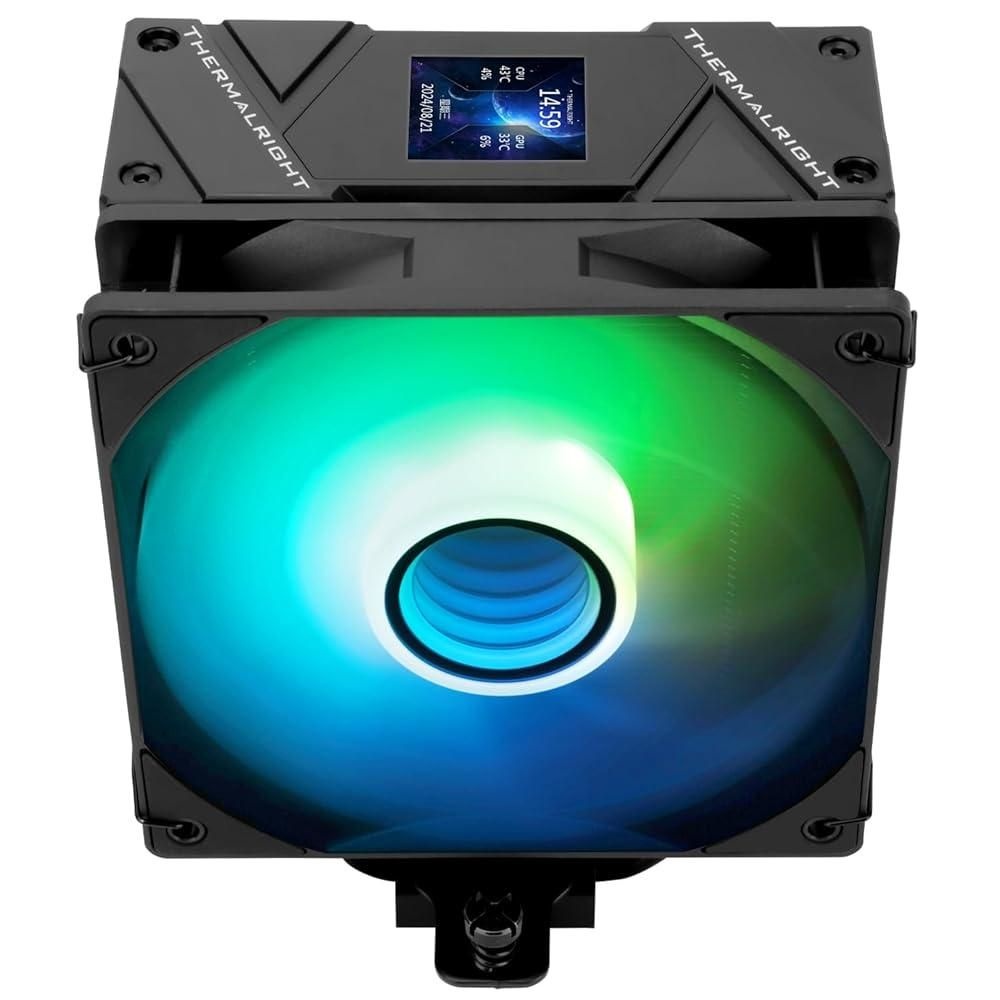 Thermalright [해외] Thermalright Assassin Spirit 120 Vision ARGB 블랙 CPU 쿨러, 컴퓨터 방열판 1.54인치, 240x240 해상도의 PC 디스플레이 화면 냉각,