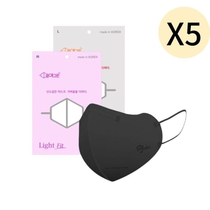 메디치 꿈에그린 KF94 마스크 중형 블랙 200매 X 5