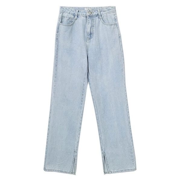 [하프클럽]여자 와이드핏 일자 청바지 끝단 트임 여름 긴청바지