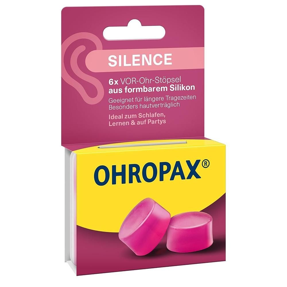 OHROPAX [해외] OHROPAX 이어플러그 6개입 1팩 사일런스 OHROPAX Silence Ear Plugs - Pink Pre Mouldable Silicone Ear