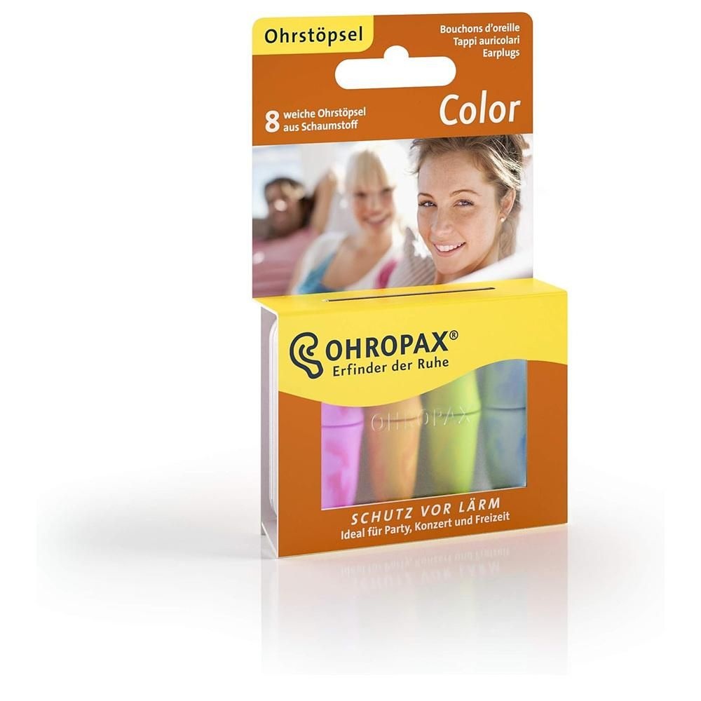OHROPAX [해외] OHROPAX 이어플러그 8개입 1팩 컬러 Ohropax Colour earplugs, colourful in-ear plugs made of foam