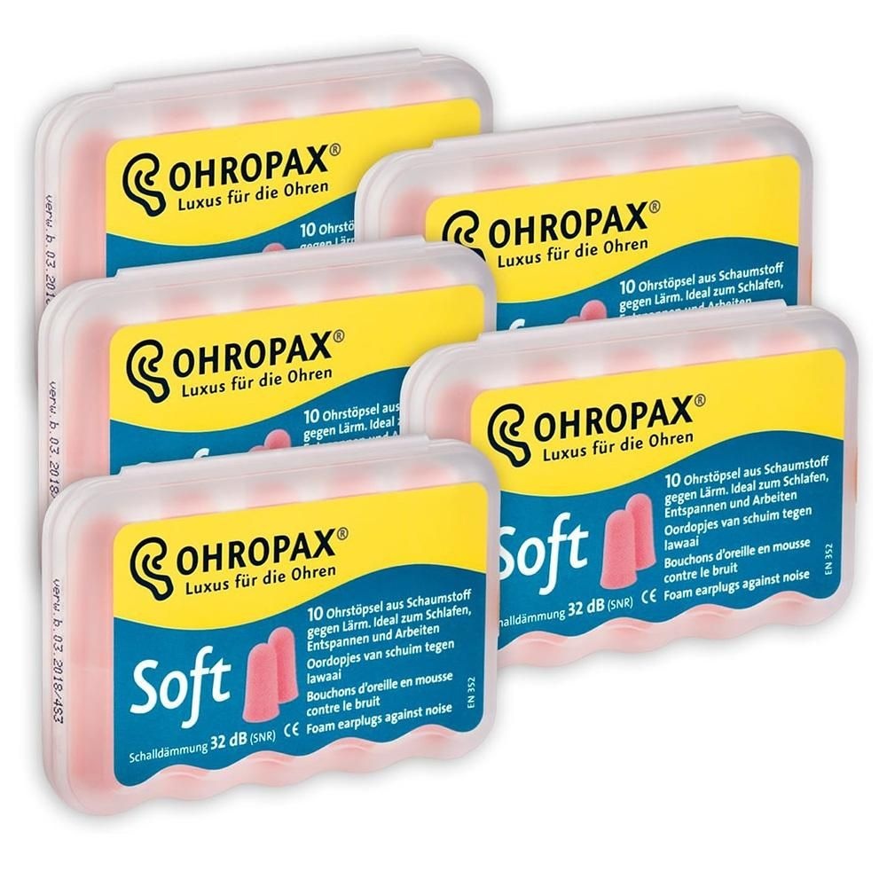 OHROPAX [해외] OHROPAX 이어플러그 10개입 5팩 소프트 5x Ohropax Earplugs Soft - 5x10 Earplugs