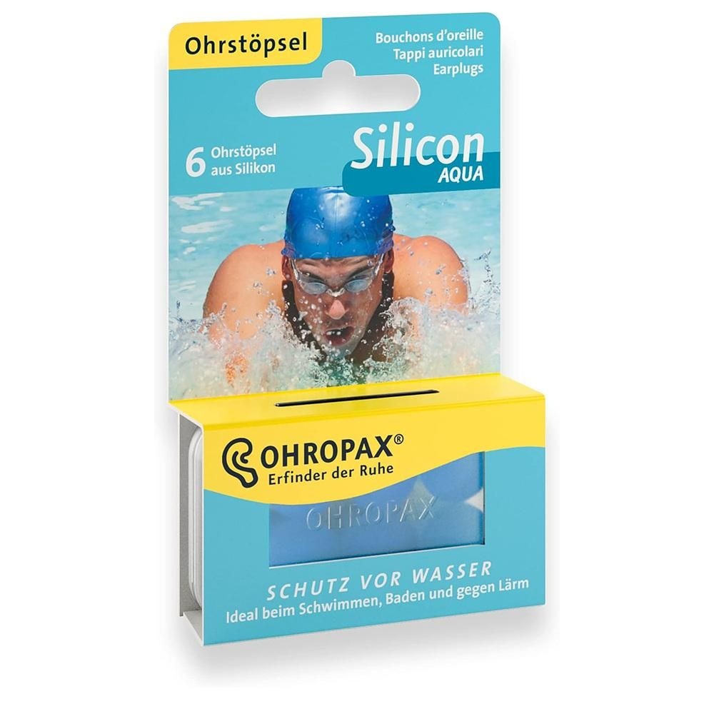 OHROPAX [해외] OHROPAX 이어플러그 6개입 1팩 실리콘 아쿠아 Ohropax Ear Plugs Silicone Clear, 2-piece pack