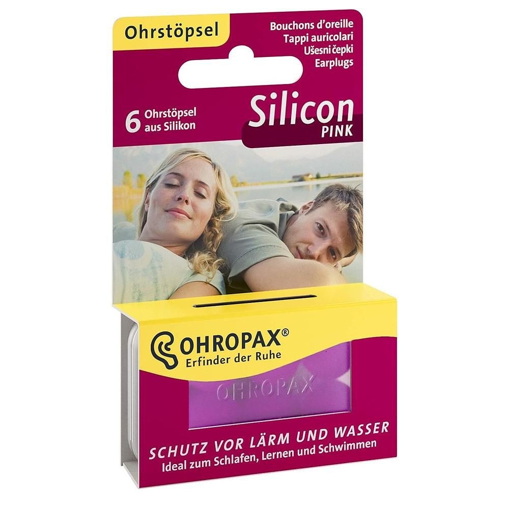OHROPAX [해외] OHROPAX 이어플러그 6개입 1팩 실리콘 핑크 Ohropax Silicone Earplugs, Waterproof Earplugs Made of Skin