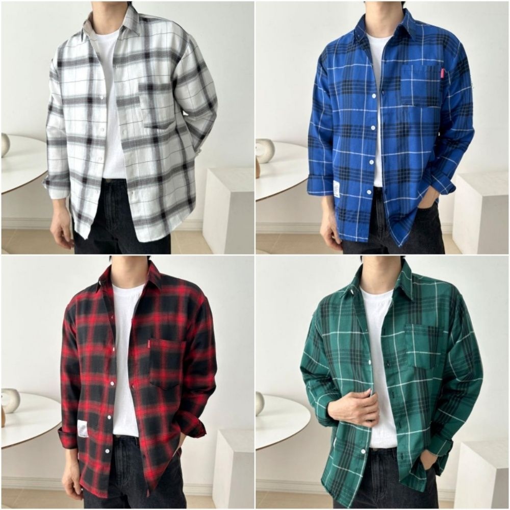 남성 캐주얼 체크 셔츠 남방 긴팔셔츠 간절기 사계절 간절기 레이어드 남자셔츠
