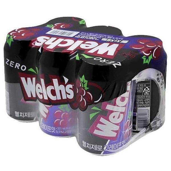 농심 농심 웰치스 제로 그레이프맛(355ml×6) 2130ml 과일맛 탄산음료 웰치 캔음료 사무실 탕비실 캠핑 소풍