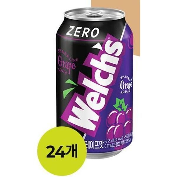 농심 농심 웰치스 제로 그레이프맛(355ml×24) 8520ml 1박스 과일맛 탄산음료 웰치 캔음료 사무실 탕비실 캠핑 소풍