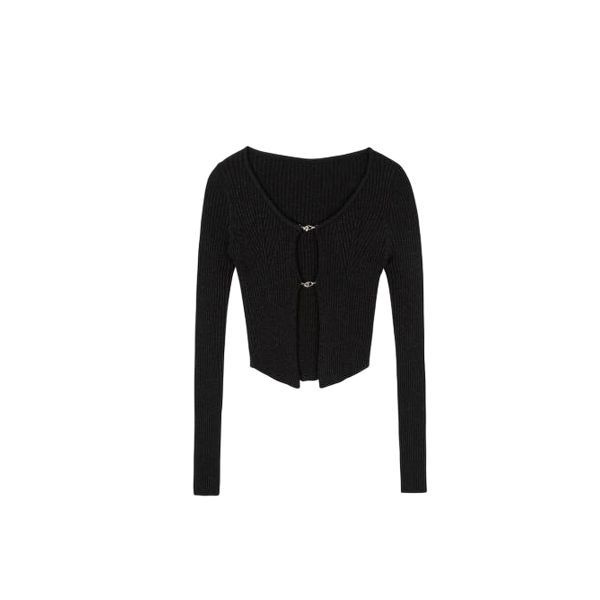 정식유통판 에즈이프 캘리 가디건 SEMI 크롭 RING 블랙 823933