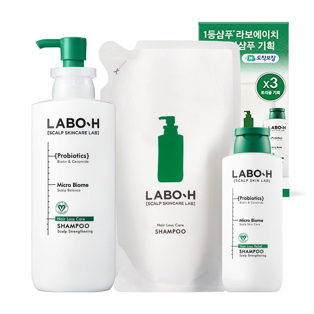 라보에이치 탈모샴푸 약산성 대용량 두피 비건 400ml&amp;400ml리필&amp;180ml