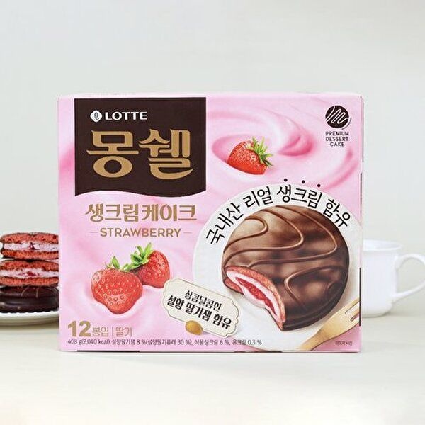 [너만아는과자점]롯데웰푸드 몽쉘 생크림케이크 딸기 408g
