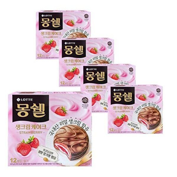 [너만아는과자점]롯데웰푸드 몽쉘 생크림케이크 딸기 408g x 5개