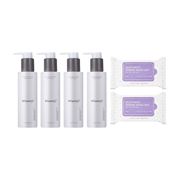 질경이 [질경이][무료체험 본품1병 포함] 질경이 비건 모닝젤 클렌저(150g) 4병 + 페미닌티슈 라이트(10매입) 2개