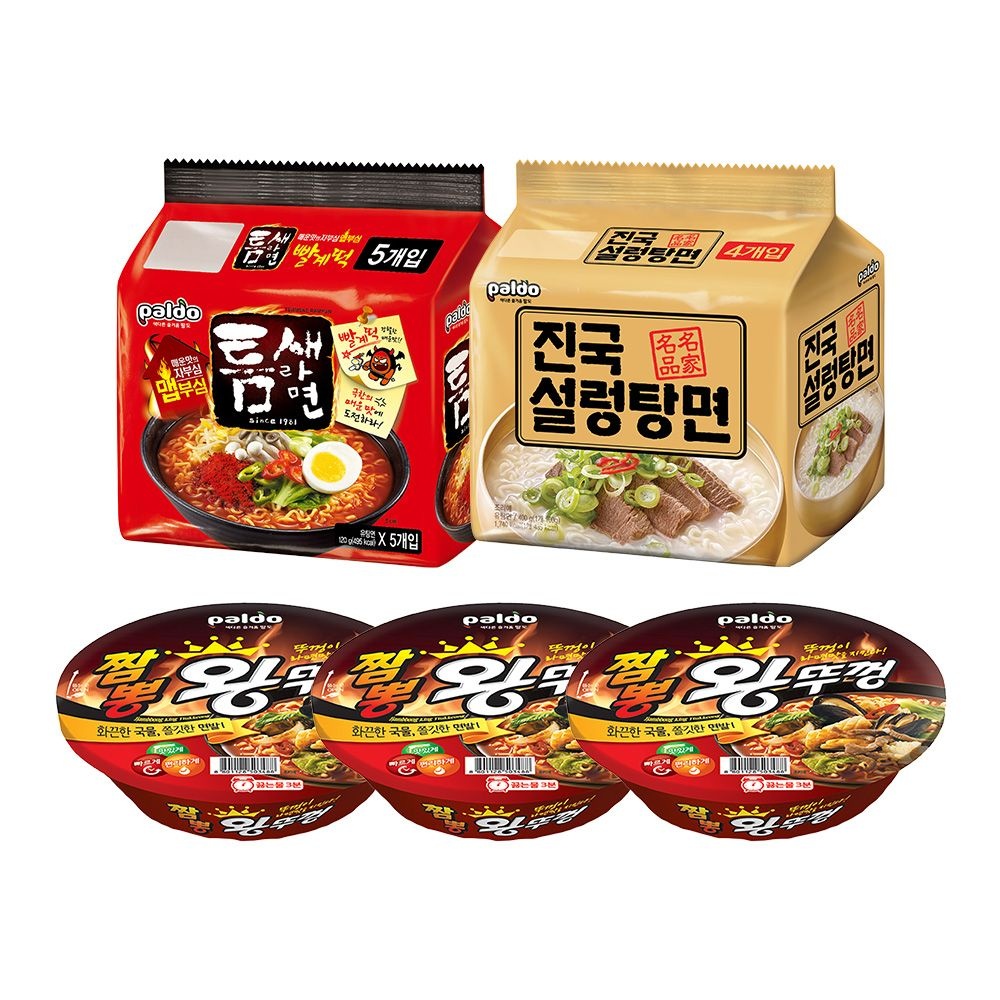 [롯데백화점]  팔도 틈새라면(120g x5봉)+진국설렁탕면(100g x4봉)+짬뽕왕뚜껑(3개) LE1218523556