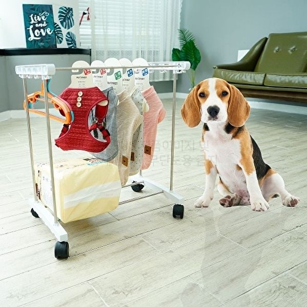 [알티피아]강아지행거 1단 애견 애묘 의류 정리대 이동식 행거 (W98032E)