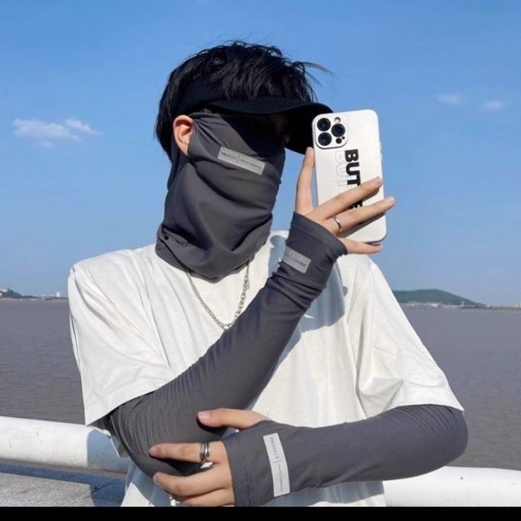 UV차단 쿨링 라벨 팔토시 마스크 세트 / 남녀공용 쿨토시 쿨마스크 운전용팔토시 팔쿨토시 귀걸이쿨마스크