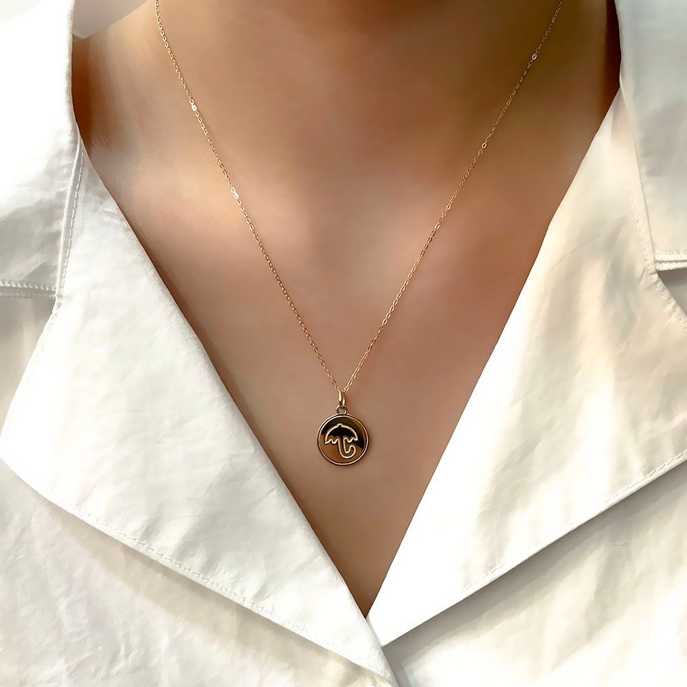 오팔하우스]14k 달고나 우산 코인 목걸이 OPDLN5640