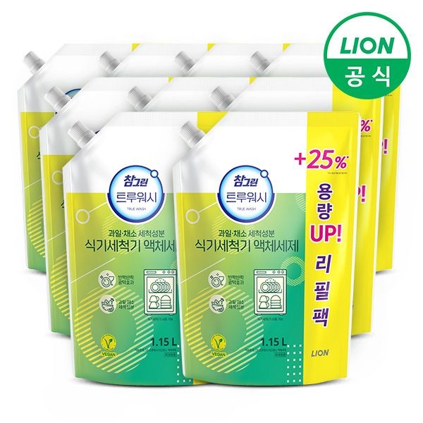 참그린 트루워시 식기세척기 세제 1.15L 리필형 9개 린스 성분 구연산소다 함유 비건인증