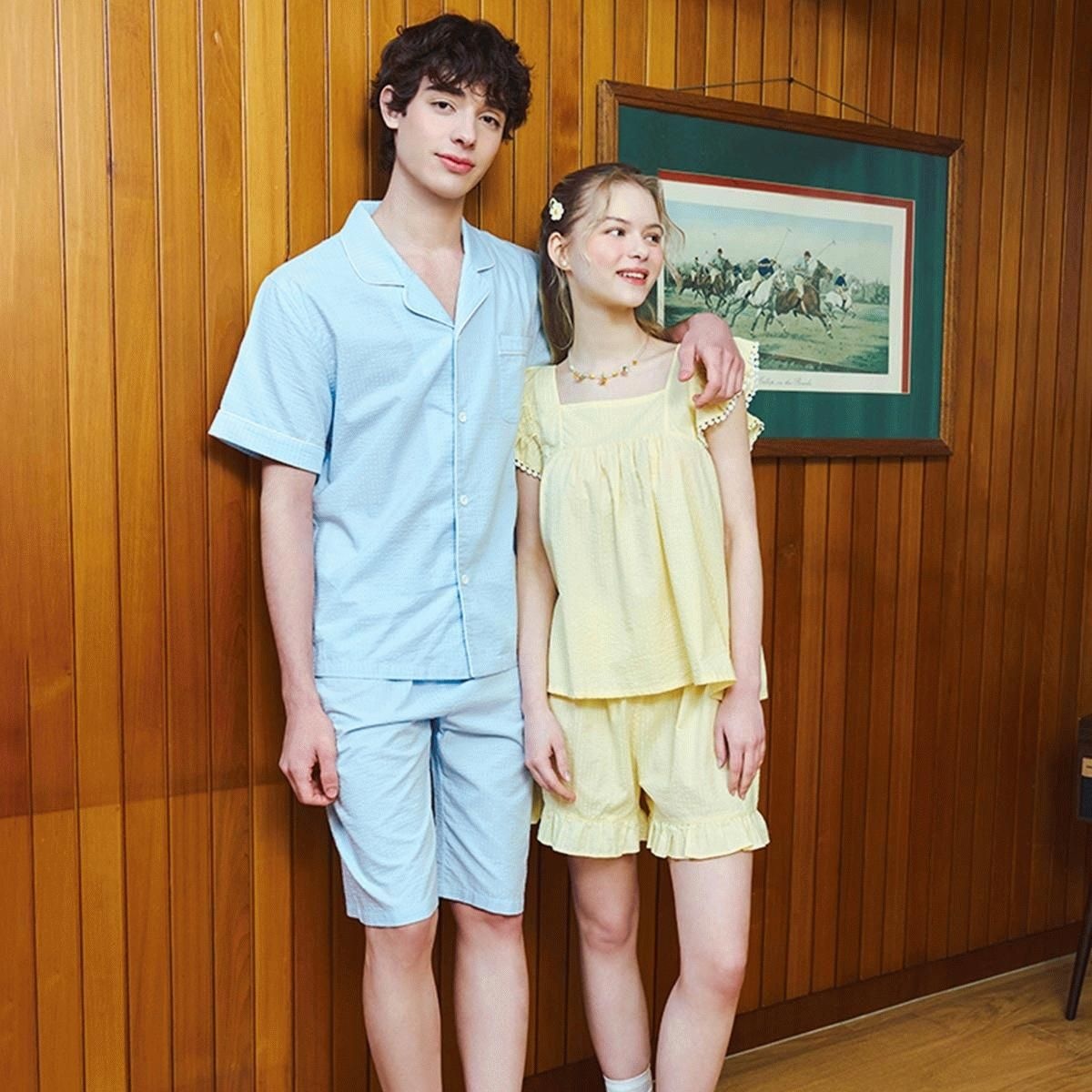 비너스 플러스 커플잠옷 면 레이온 리플 파자마 세트 남여 단품 SPA2502WSG