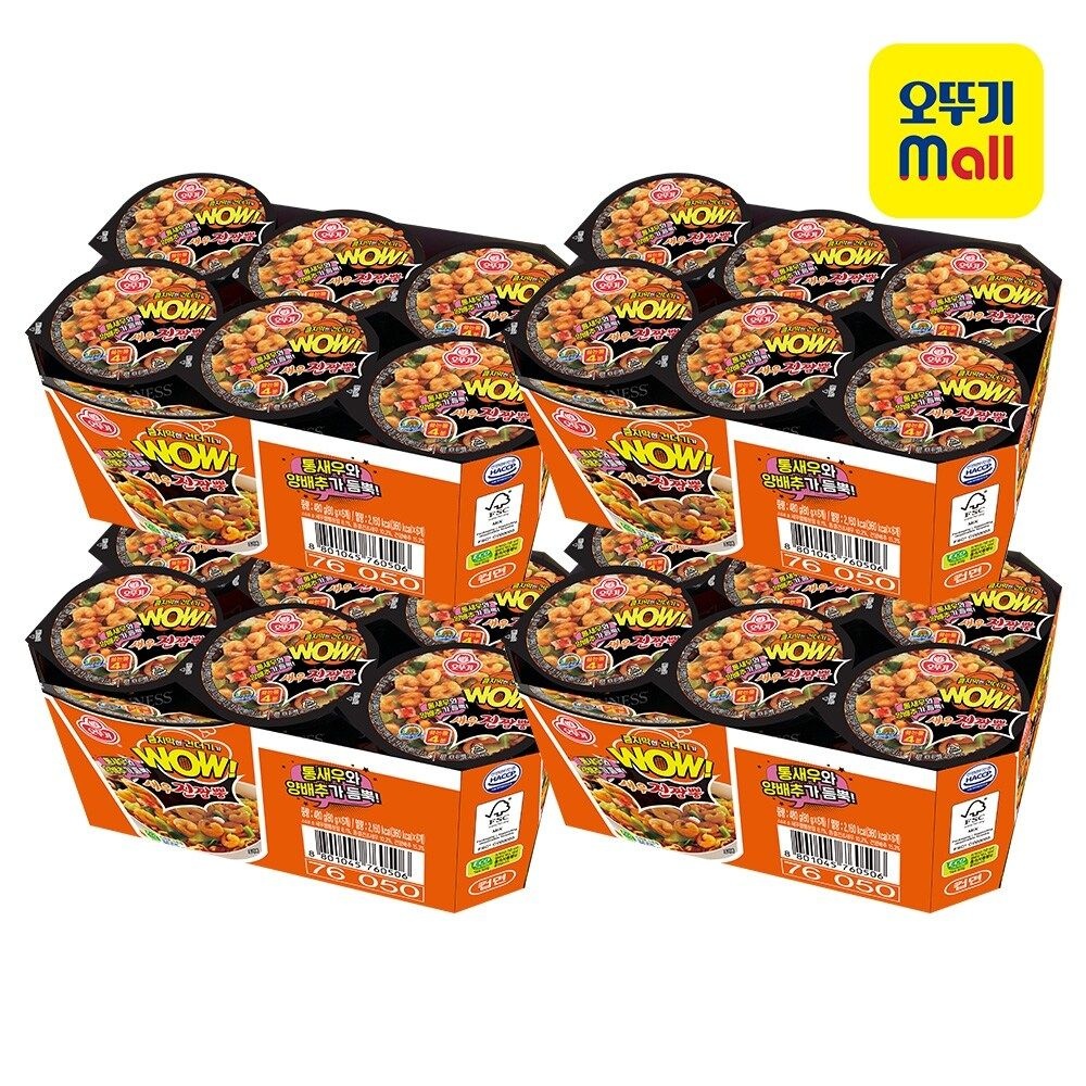 오뚜기 [본사직영] 오뚜기 WOW 새우진짬뽕_컵 (80GX6) 4개